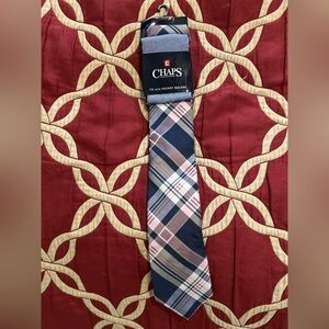 Chaps Men's Pink and Blue Plaid Tie